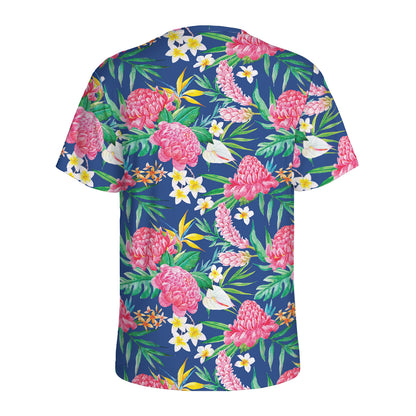 Watercolor Chrysanthemum Pattern Print Men's Sports T-Shirt