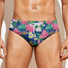 Watercolor Chrysanthemum Pattern Print Men's Swim Briefs