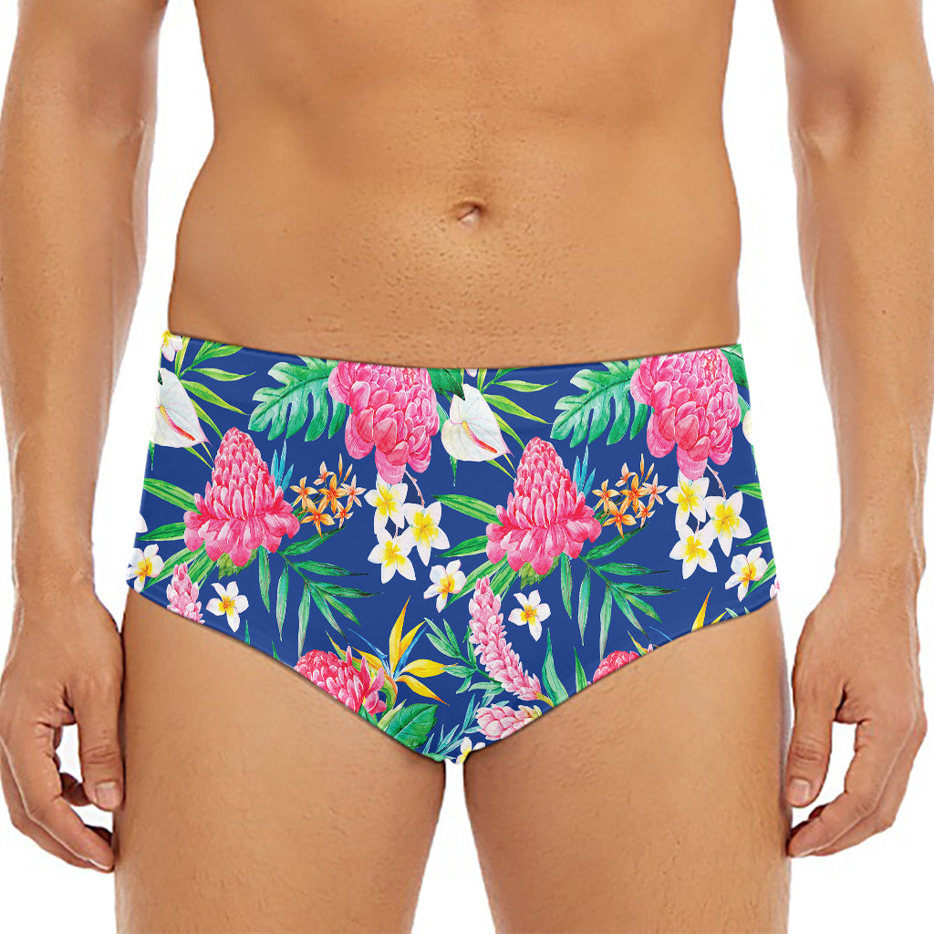 Watercolor Chrysanthemum Pattern Print Men's Triangle Swim Briefs