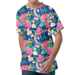 Watercolor Chrysanthemum Pattern Print Men's Velvet T-Shirt