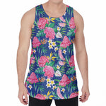 Watercolor Chrysanthemum Pattern Print Men's Velvet Tank Top