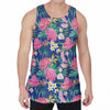 Watercolor Chrysanthemum Pattern Print Men's Velvet Tank Top