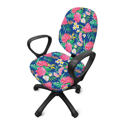 Watercolor Chrysanthemum Pattern Print Office Chair Cover