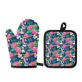 Watercolor Chrysanthemum Pattern Print Oven Mitt And Pot Holder Set