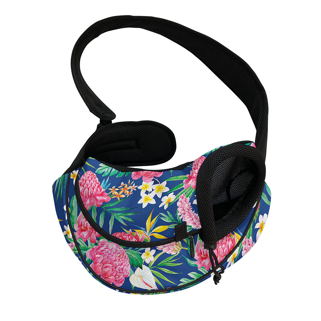 Watercolor Chrysanthemum Pattern Print Pet Sling Carrier