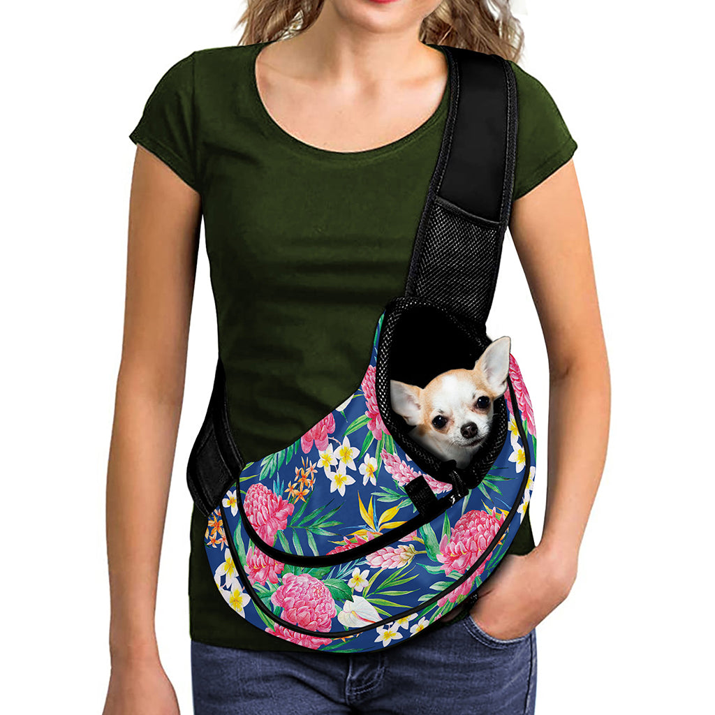 Watercolor Chrysanthemum Pattern Print Pet Sling Carrier