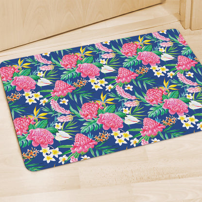 Watercolor Chrysanthemum Pattern Print Polyester Doormat