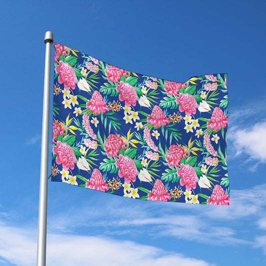 Watercolor Chrysanthemum Pattern Print Polyester Flag