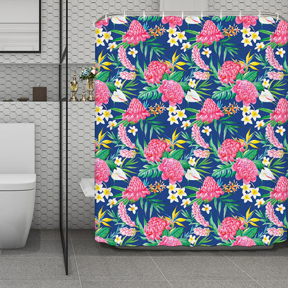 Watercolor Chrysanthemum Pattern Print Polyester Shower Curtain