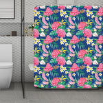 Watercolor Chrysanthemum Pattern Print Polyester Shower Curtain