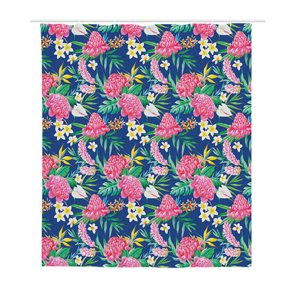 Watercolor Chrysanthemum Pattern Print Polyester Shower Curtain