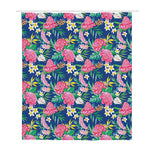 Watercolor Chrysanthemum Pattern Print Polyester Shower Curtain