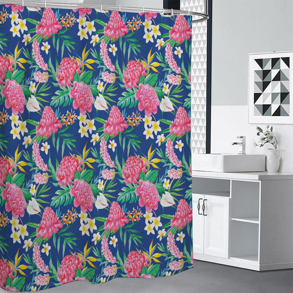 Watercolor Chrysanthemum Pattern Print Premium Shower Curtain