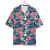 Watercolor Chrysanthemum Pattern Print Rayon Hawaiian Shirt