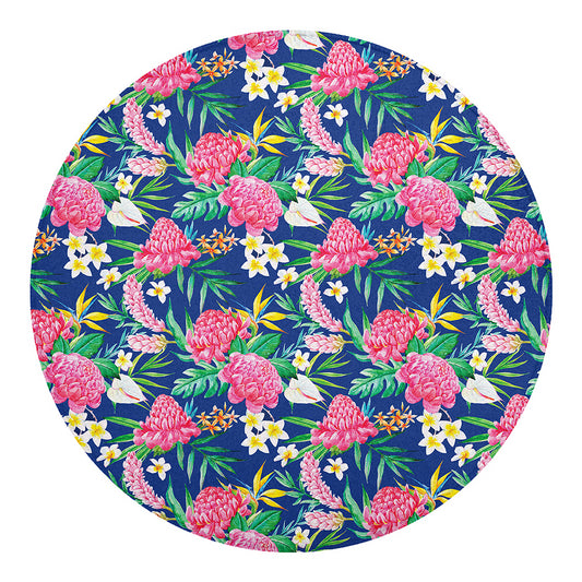 Watercolor Chrysanthemum Pattern Print Round Blanket