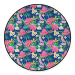 Watercolor Chrysanthemum Pattern Print Round Floor Mat