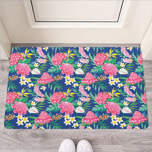 Watercolor Chrysanthemum Pattern Print Rubber Doormat