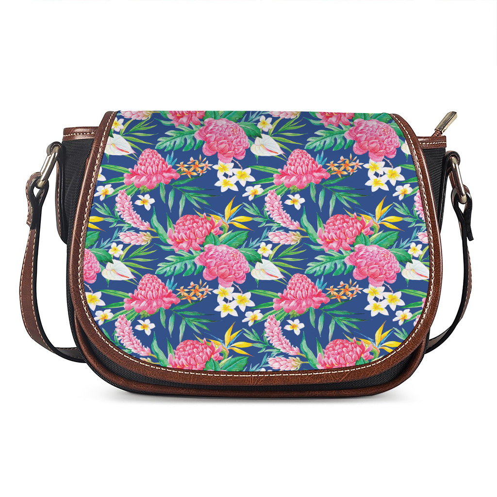 Watercolor Chrysanthemum Pattern Print Saddle Bag