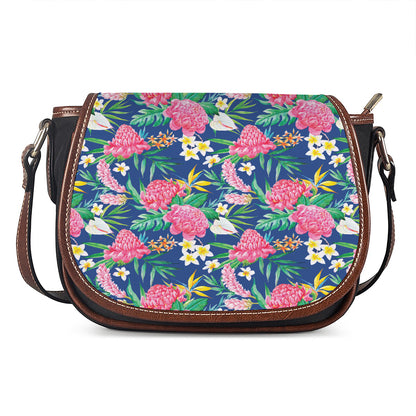 Watercolor Chrysanthemum Pattern Print Saddle Bag
