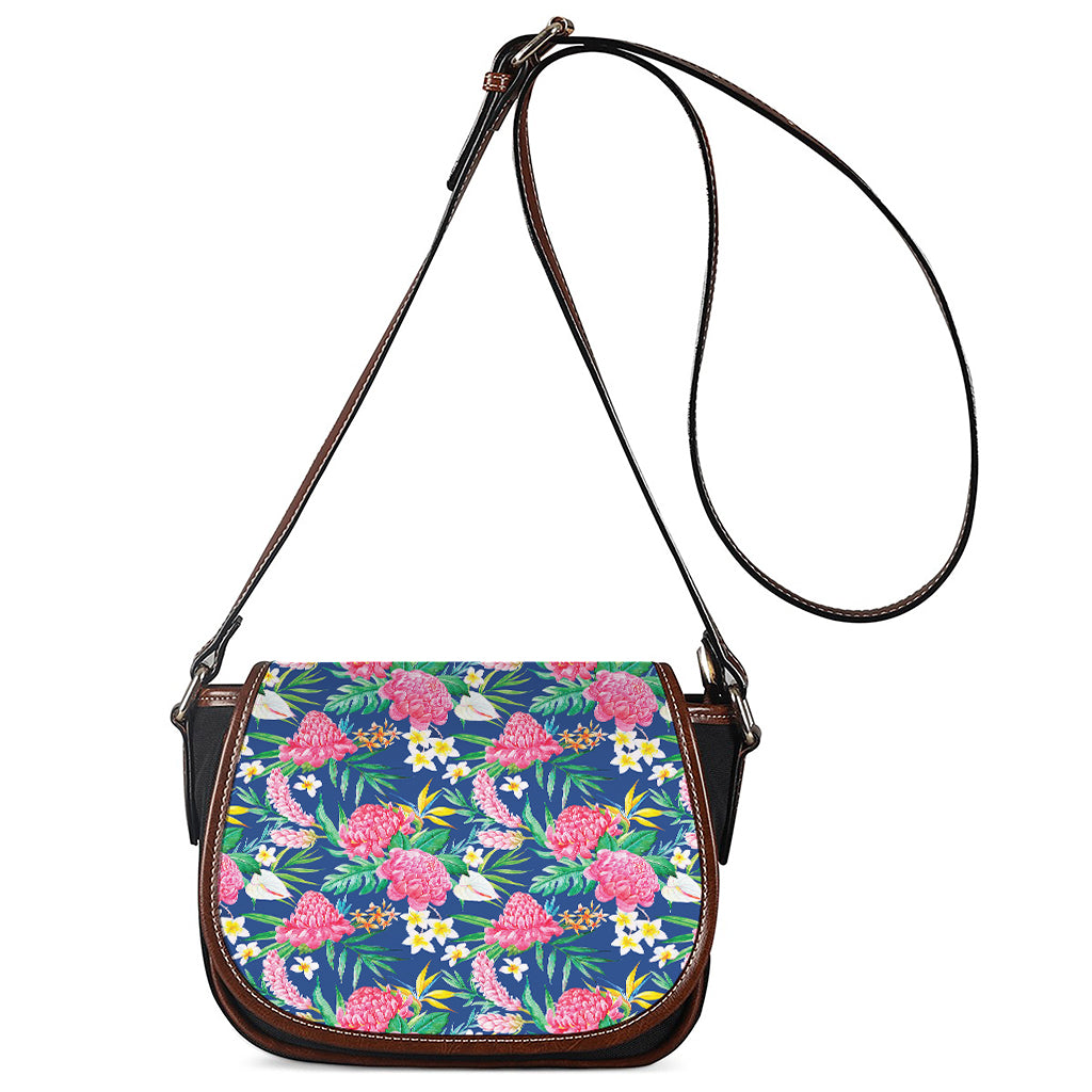 Watercolor Chrysanthemum Pattern Print Saddle Bag