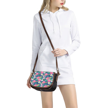 Watercolor Chrysanthemum Pattern Print Saddle Bag