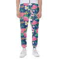 Watercolor Chrysanthemum Pattern Print Joggers