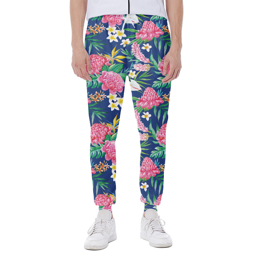 Watercolor Chrysanthemum Pattern Print Scuba Joggers