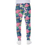 Watercolor Chrysanthemum Pattern Print Scuba Joggers