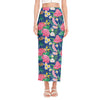 Watercolor Chrysanthemum Pattern Print Side Slit Maxi Skirt