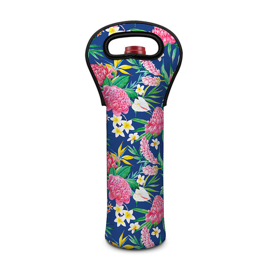 Watercolor Chrysanthemum Pattern Print Single Neoprene Wine Tote