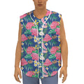 Watercolor Chrysanthemum Pattern Print Sleeveless Baseball Jersey