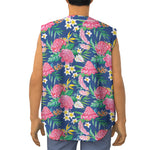 Watercolor Chrysanthemum Pattern Print Sleeveless Baseball Jersey
