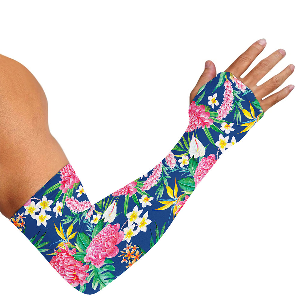 Watercolor Chrysanthemum Pattern Print Sun Protection Arm Sleeves