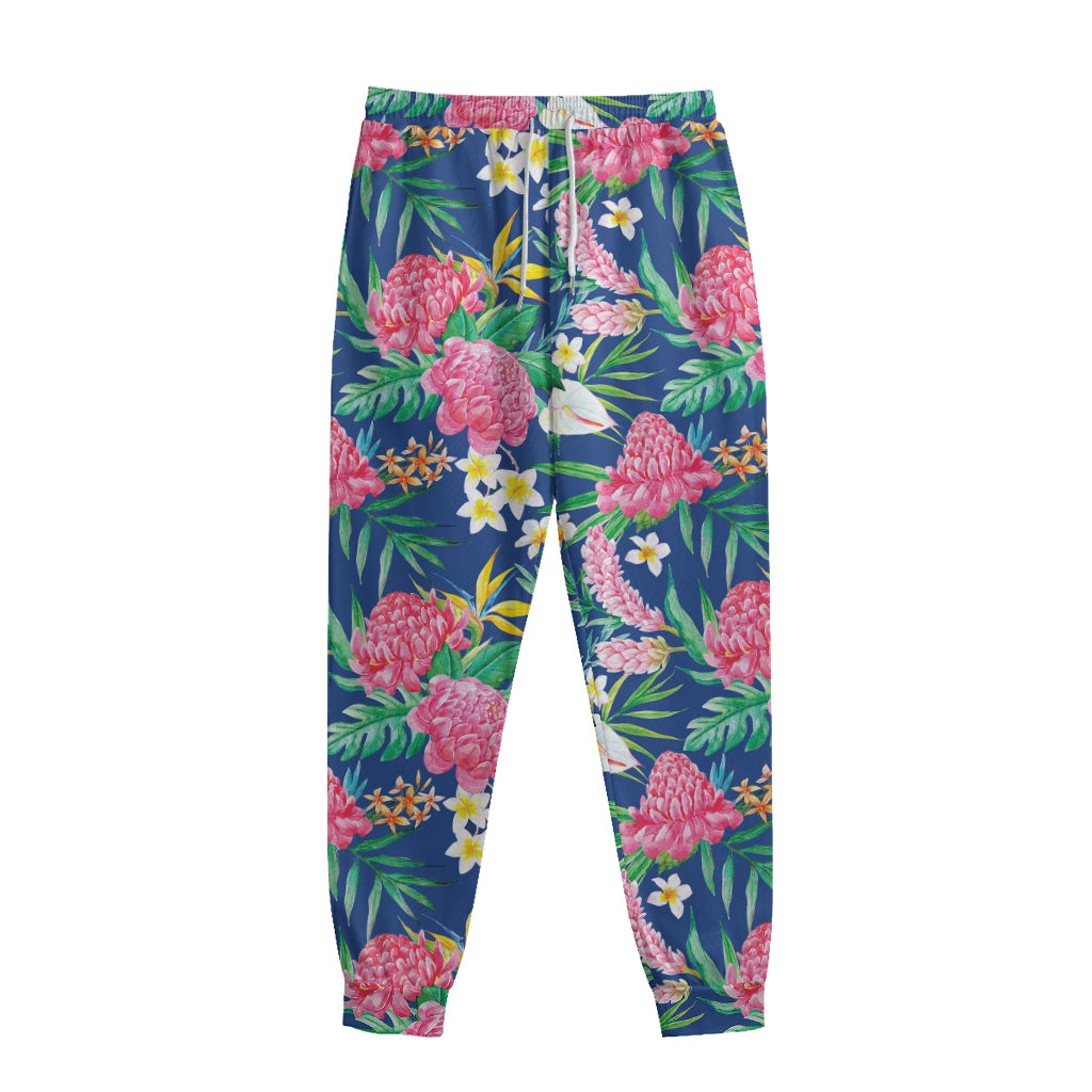 Watercolor Chrysanthemum Pattern Print Sweatpants