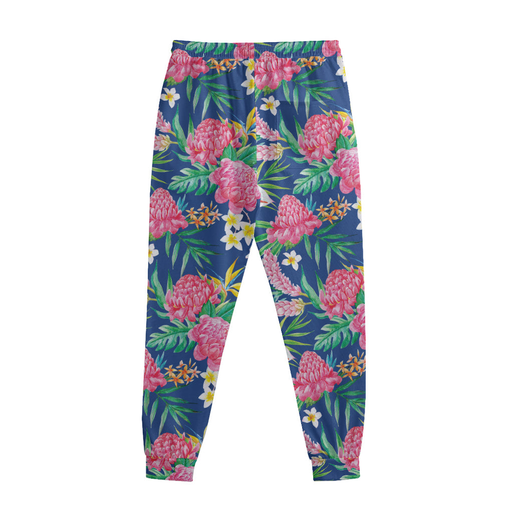 Watercolor Chrysanthemum Pattern Print Sweatpants