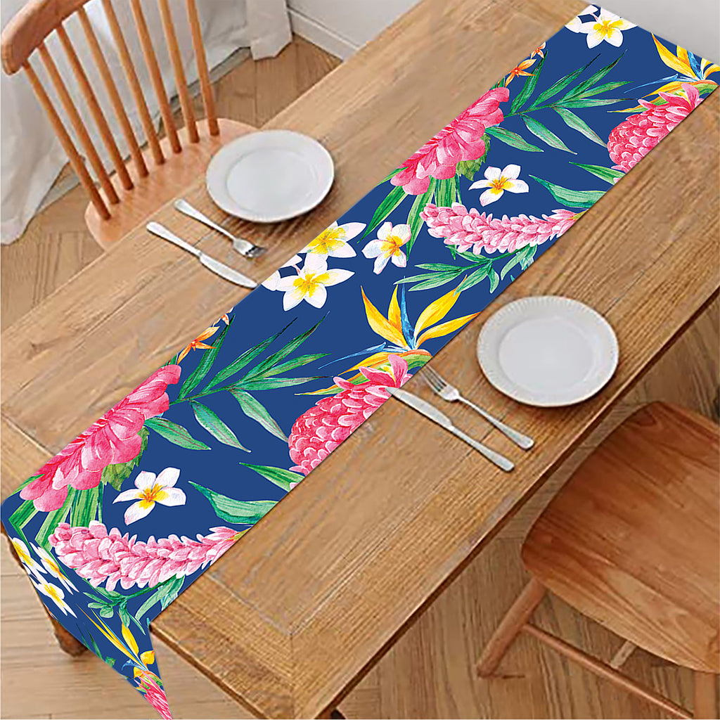 Watercolor Chrysanthemum Pattern Print Table Runner