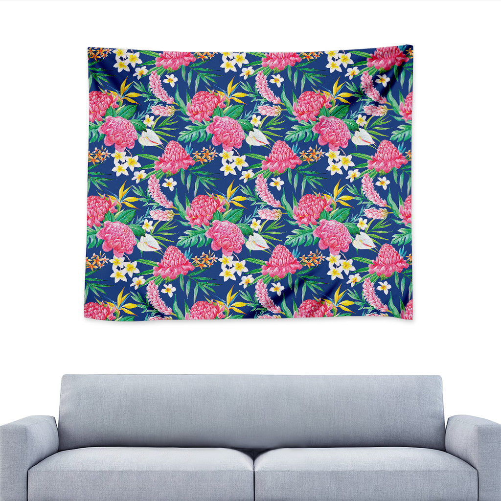 Watercolor Chrysanthemum Pattern Print Tapestry