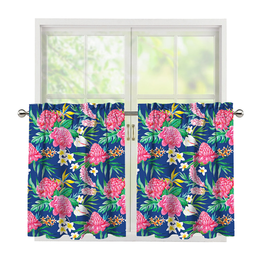Watercolor Chrysanthemum Pattern Print Tier Curtains