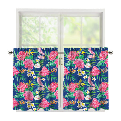 Watercolor Chrysanthemum Pattern Print Tier Curtains