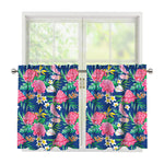 Watercolor Chrysanthemum Pattern Print Tier Curtains