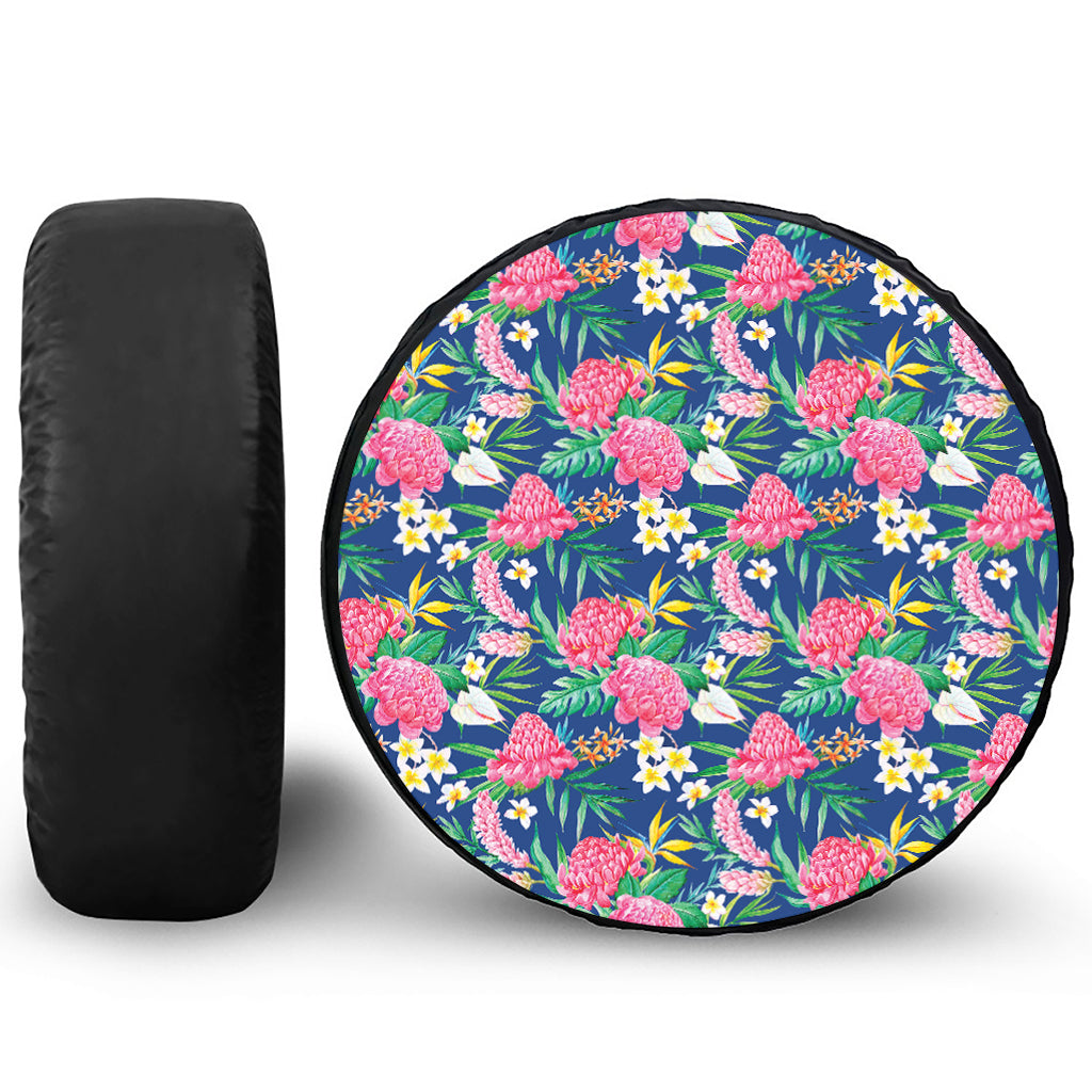 Watercolor Chrysanthemum Pattern Print Tire Cover