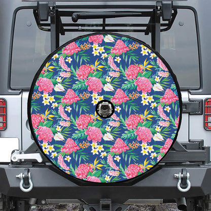 Watercolor Chrysanthemum Pattern Print Tire Cover With Camera Hole