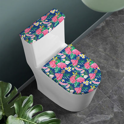 Watercolor Chrysanthemum Pattern Print Toilet Lid And Tank Cover Set