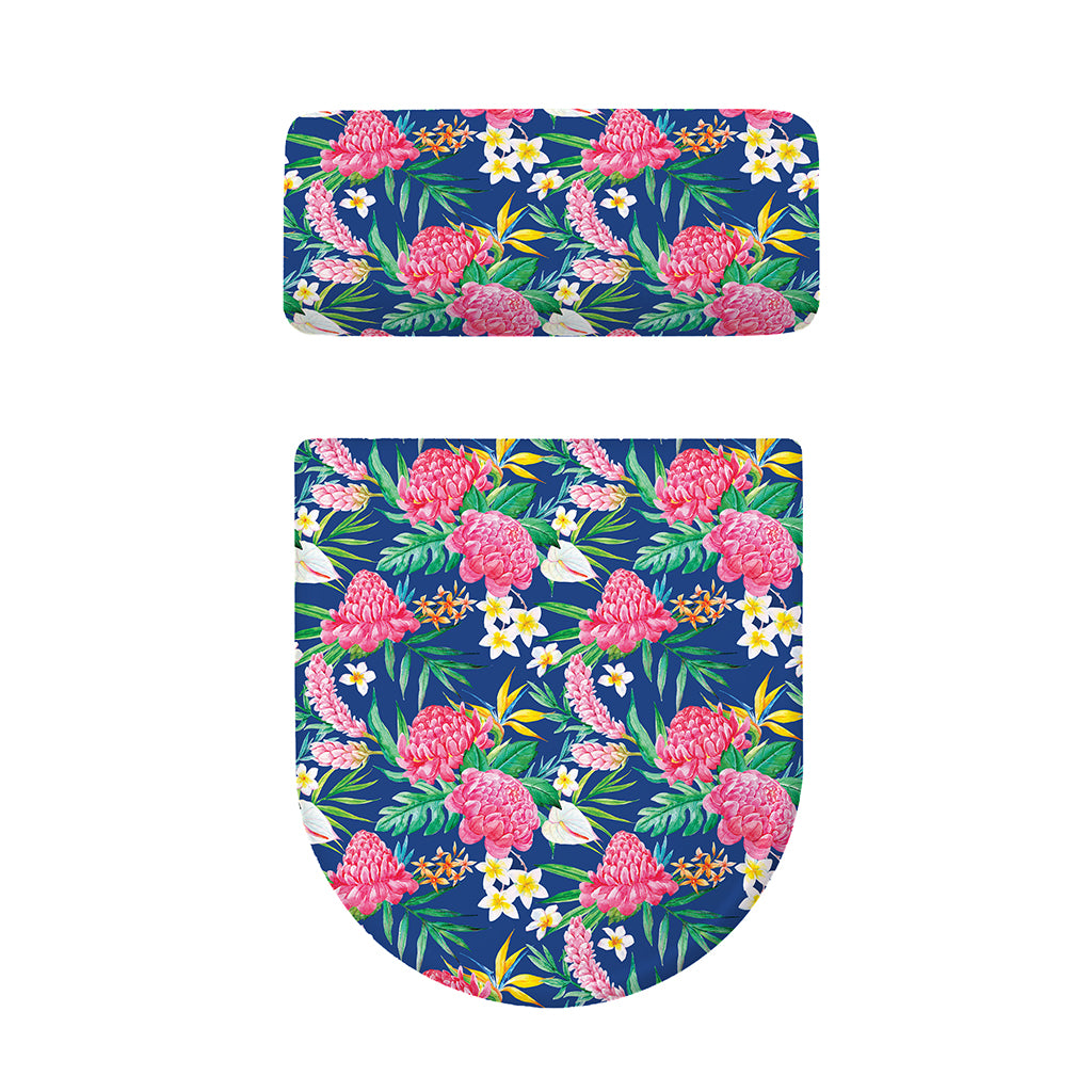 Watercolor Chrysanthemum Pattern Print Toilet Lid And Tank Cover Set