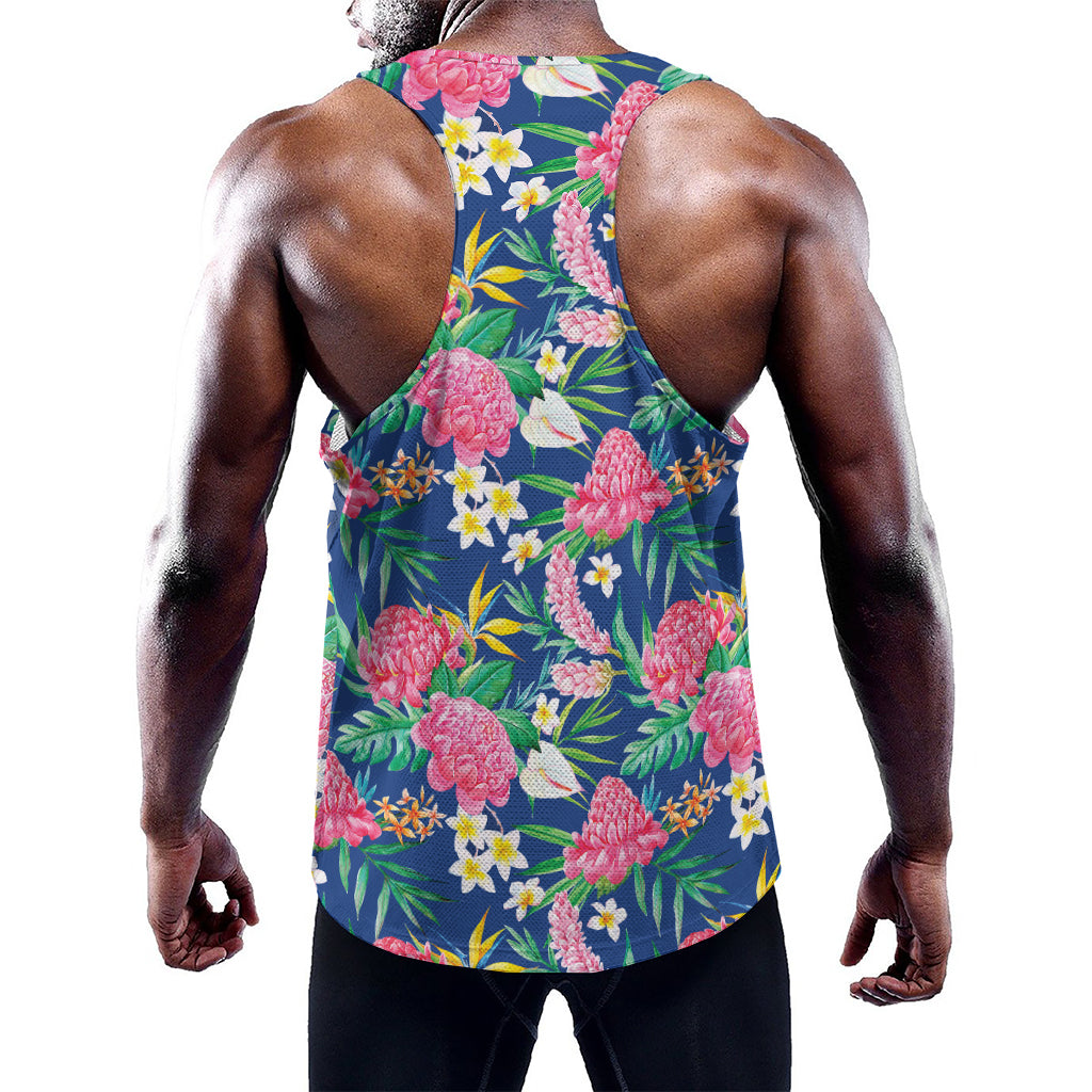 Watercolor Chrysanthemum Pattern Print Training Tank Top