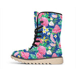 Watercolor Chrysanthemum Pattern Print Winter Boots