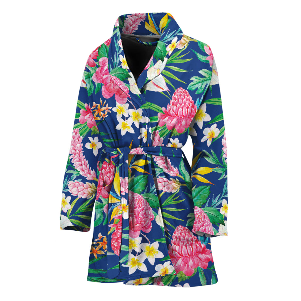 Watercolor Chrysanthemum Pattern Print Women's Bathrobe