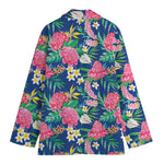Watercolor Chrysanthemum Pattern Print Women's Blazer