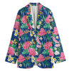 Watercolor Chrysanthemum Pattern Print Women's Cotton Blazer