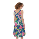 Watercolor Chrysanthemum Pattern Print Women's Sleeveless Dress